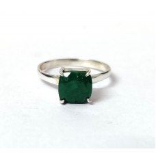 Raw emerald gemstone silver ring